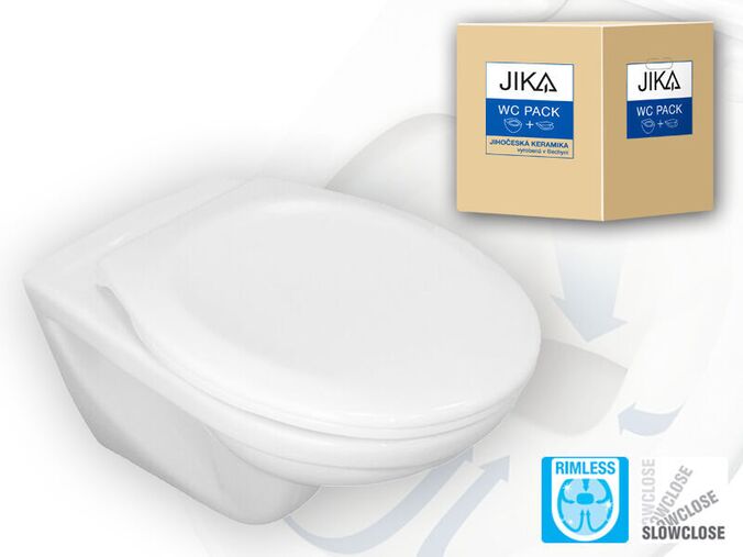 Jika Dino Závěsné WC 53x36 cm se sedátkem SlowClose, Rimless, bílá