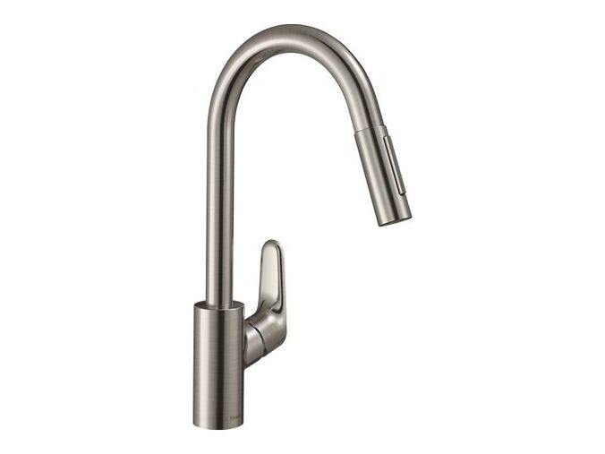 Hansgrohe Focus M41 Dřezová baterie s výsuvnou sprškou, vzhled nerezu