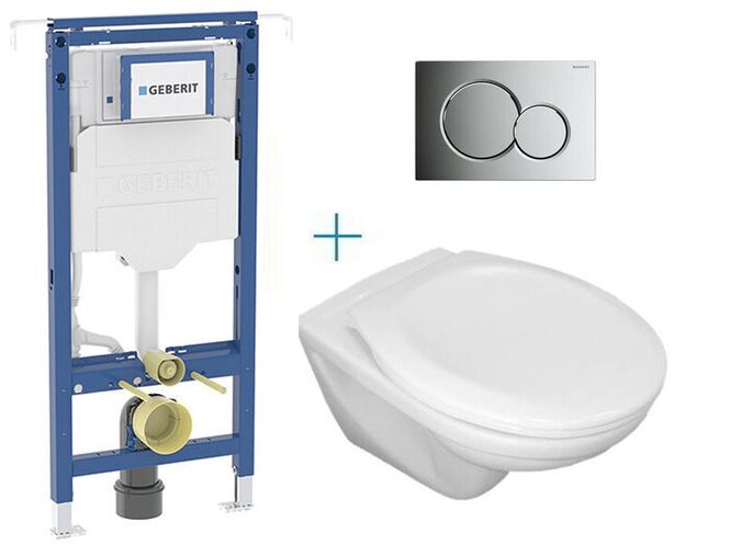 Geberit Duofix Special - sada pro závěsné WC111.355.00.5 CW+ klozet Jika Euroline a sedátko Jika Zeta + tlačítko Sigma01, lakovaný chrom mat easy-to-clean
