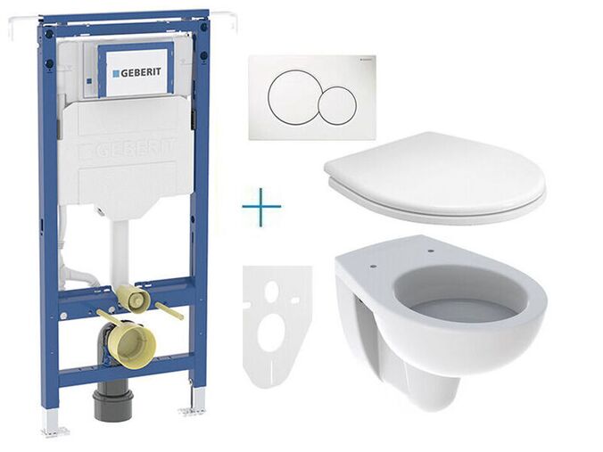 Geberit + Kolo Set předstěnové instalace Duofix Special + klozet a sedátko Kolo Rekord + tlačítko Sigma01, alpská bílá