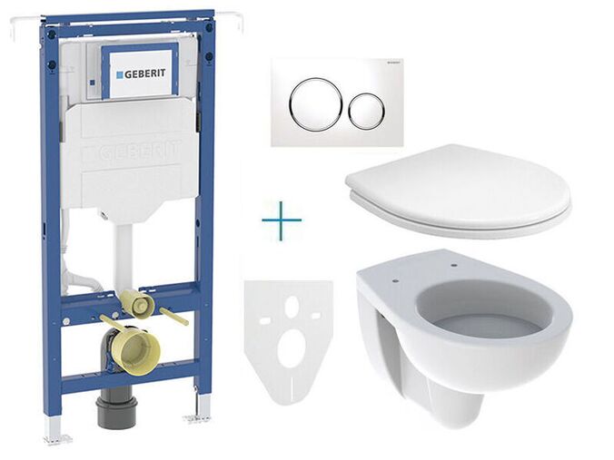 Geberit + Kolo Set předstěnové instalace Duofix Special + klozet a sedátko Kolo Rekord + tlačítko Sigma20, bílá/chrom lesk