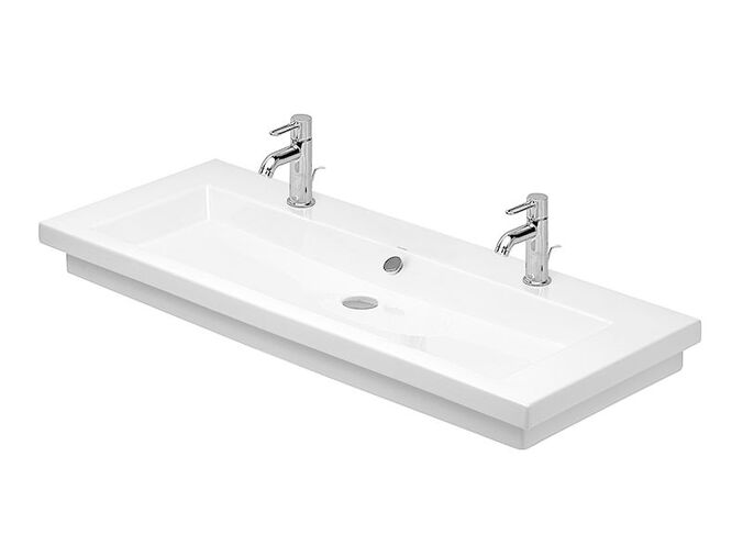 Duravit 2nd floor zápustné umyvadlo 1200x505mm s přepadem, 2 otvory pro baterii