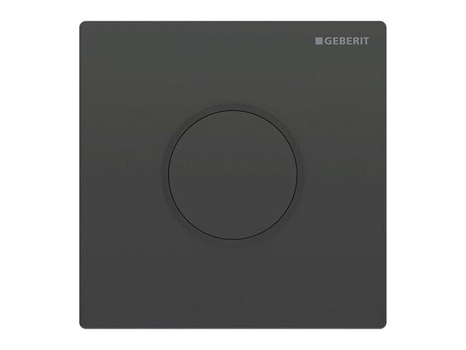 Geberit Typ 10 ovládání splachování pisoárů s elektronickým ovládáním, napájení ze sítě, krycí deska černá, kroužek černá mat