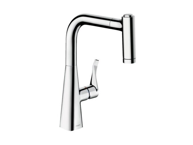 Hansgrohe Metris M71 Dřezová baterie Metris s výsuvnou sprškou, sBox, EcoSmart, chrom