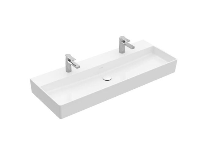 Villeroy & Boch Memento 2.0 Dvojumyvadlo 1200x470 mm, bez přepadu, 2 otvory pro baterii, alpská bílá