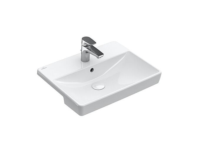Villeroy & Boch Avento Polozápustné umyvadlo 550x440 mm, s přepadem, otvor pro baterii, CeramicPlus, Stone White
