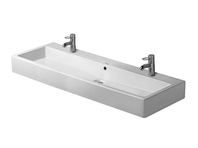 Duravit Vero dvojumyvadlo 120x47 cm, přepad, 2 otvory pro baterie, WonderGliss, bílá