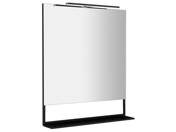 Sapho ERUPTA zrcadlo s LED osvětlením a policí 80x80cm, černá mat