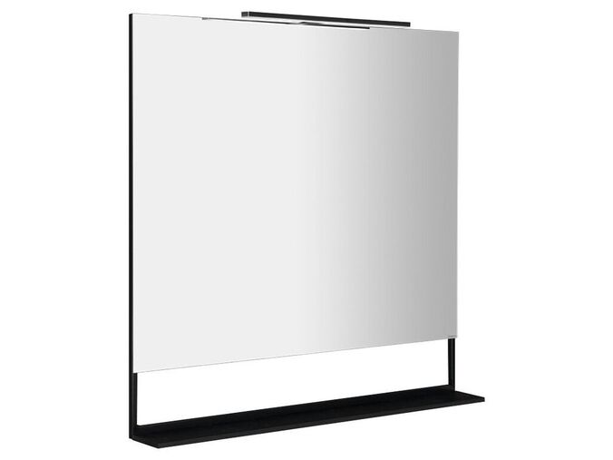 Sapho ERUPTA zrcadlo s LED osvětlením a policí 100x80cm, černá mat