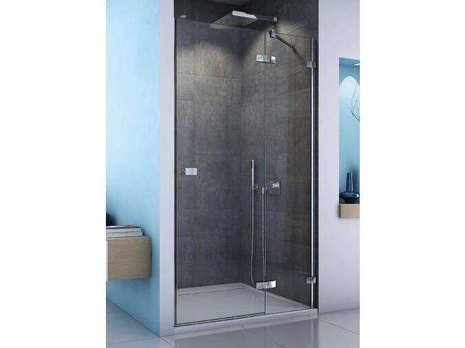 SanSwiss Ronal ESCURA rohové nebo jednokřídlé dveře s pevnou stěnou v rovině, pravé, 1200x2000mm, Aluchrom, čiré sklo