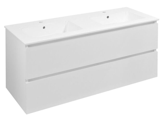 Sapho EZARA dvojumyvadlová skříňka 120x55x46cm, bílá lesk