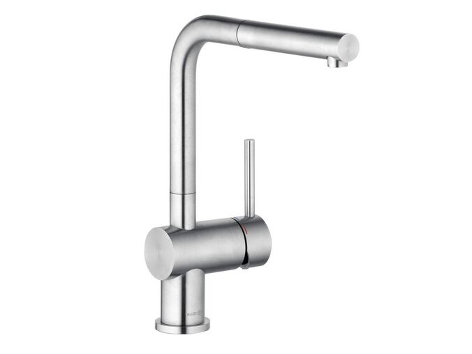 Kludi L Steel Dřezová baterie s výsuvnou koncovkou, kartáčovaná nerez