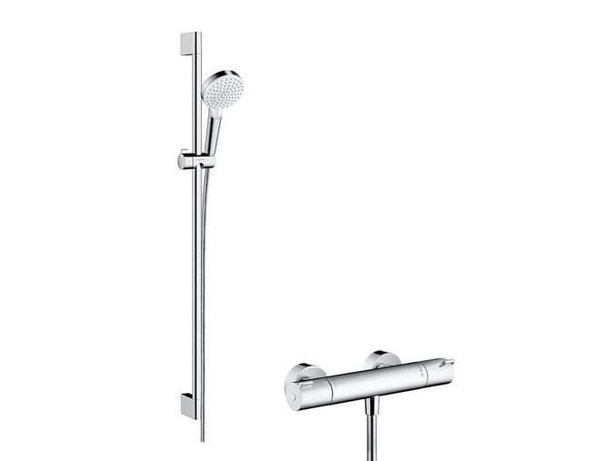 Hansgrohe Crometta Sprchový set Vario s termostatem Ecostat 1001 CL, 2 proudy, bílá/chrom