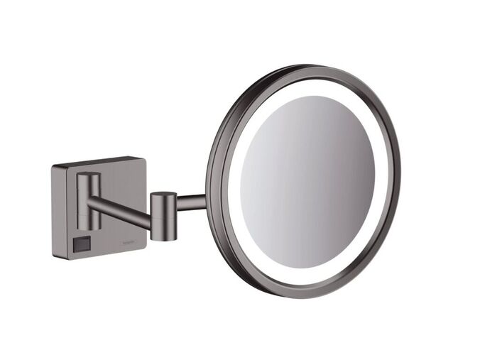 Hansgrohe AddStoris Kosmetické nástěnné zrcátko s LED osvětlením, kartáčovaný černý chrom
