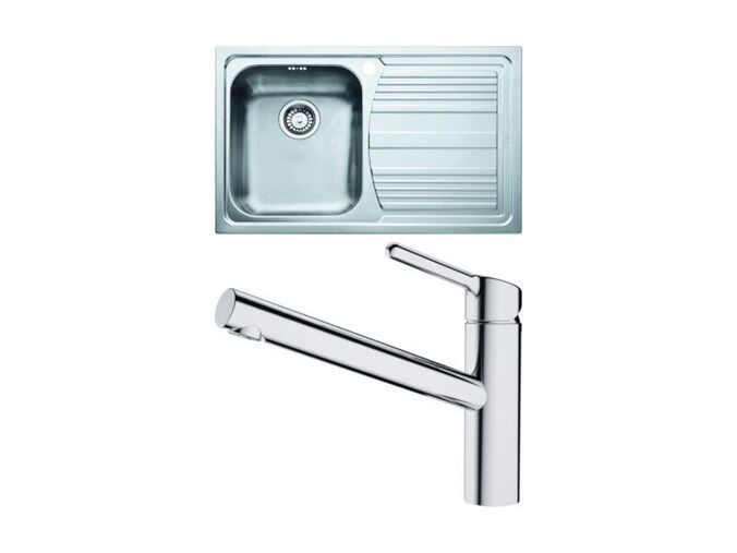 Franke Sety kuchyňský set N82, nerezový dřez LLX 611/2 + FC 3054 Orbit, chrom