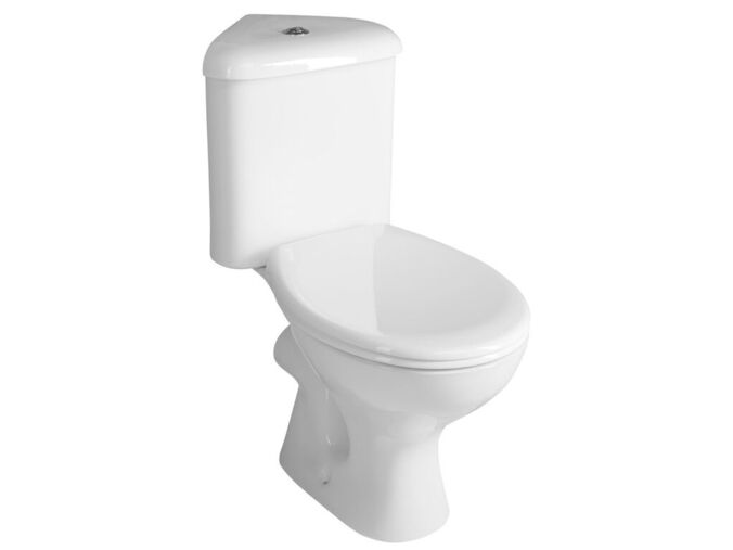 Aqualine CLIFTON rohové WC kombi, dvojtlačítko 3/6l, zadní/spodní odpad, bílá