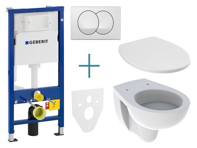 Geberit + Kolo Set předstěnové instalace Duofix Delta + klozet a sedátko se SoftClose Kolo Rekord + tlačítko Delta Zero, bílá