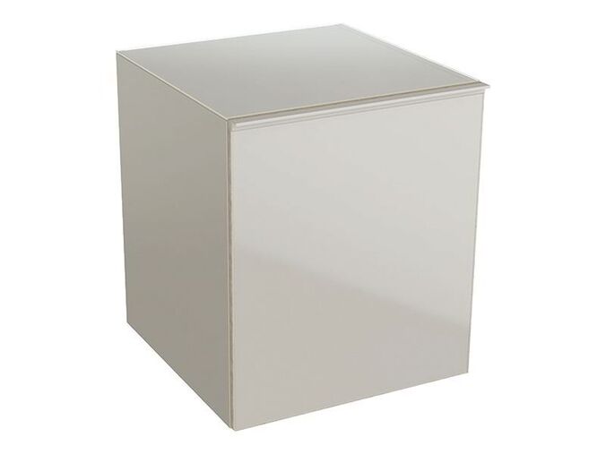 Geberit Acanto boční skříňka s jednou zásuvkou a vnitřní zásuvkou 45x47,6x52 cm, lakovaný matný/pískově šedý, sklo lesklé/pískově šedé