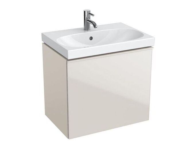 Geberit Acanto skříňka pod umyvadlo se zásuvkou a vnitřní zásuvkou 59,5x47,5x53,5 cm, lakovaný matný/pískově šedý, sklo lesklé/pískově šedé