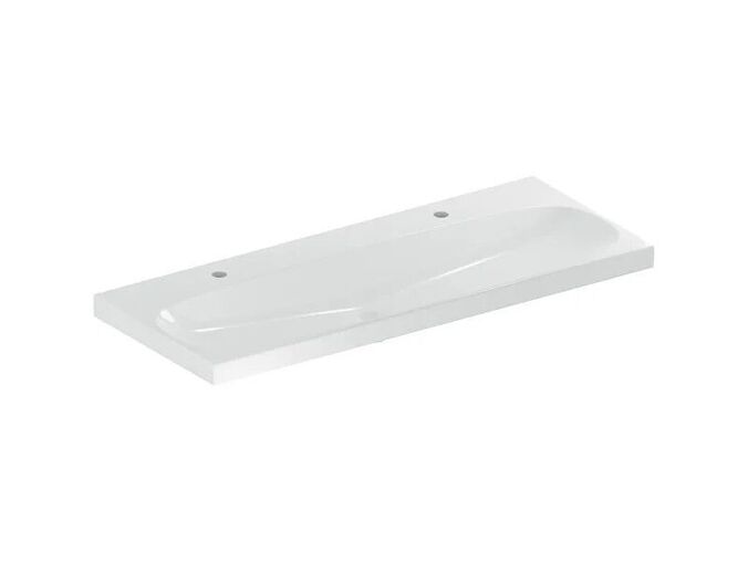 Geberit Acanto umyvadlo 120x48 cm, 2x otvor pro baterii, bez přepadu, bílá