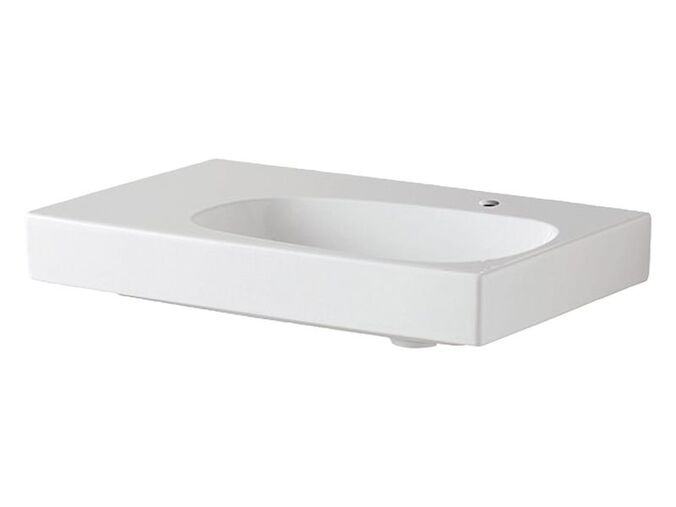 Geberit Citterio umyvadlo 75x50 cm, s otvorem pro baterii vpravo, bez přepadu, odkládací plocha vlevo, KeraTect, bílá