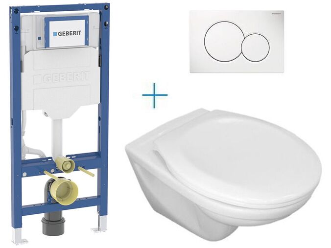 Geberit + Jika Set předstěnové instalace Duofix + klozet Jika Euroline a sedátko Zeta + tlačítko Sigma 01, alpská bílá