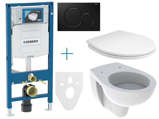 Geberit + Kolo Set předstěnové instalace Duofix + klozet a sedátko Kolo Rekord + tlačítko Sigma01, černá