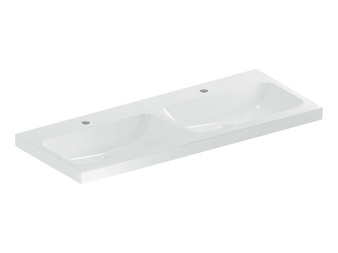 Geberit iCon dvojumyvadlo 120x48 cm, 2x otvor pro baterii, bez přepadu, bílá