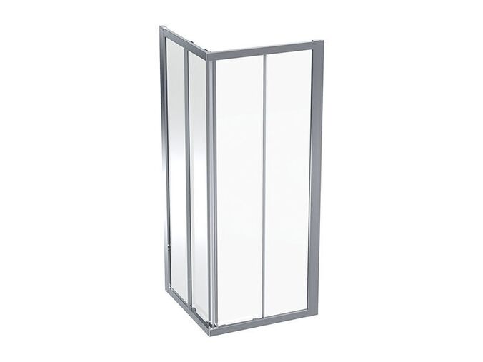 Geberit GEO čtvercová sprchová zástěna, 80x80x190 cm, sklo transparent, rám stříbřitá