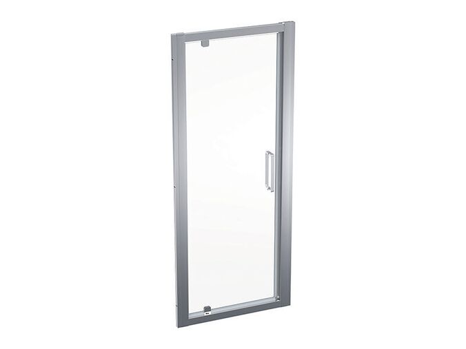 Geberit GEO křídlové pivotové dveře, 80x190 cm, sklo transparent, rám stříbřitá