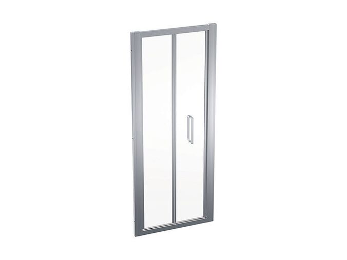 Geberit GEO skládací posuvné dveře, 80x190 cm, sklo transparent, rám stříbřitá