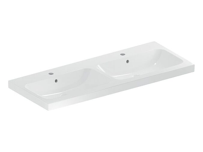 Geberit iCon dvojité umyvadlo 120x48 cm, s otvorem pro baterii, s přepadem, KeraTect, bílá