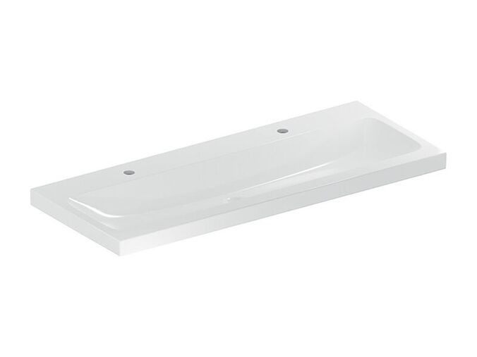 Geberit iCon umyvadlo 120x48 cm, 2x otvor pro baterii, bez přepadu, KeraTect, bílá