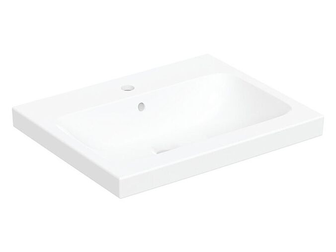 Geberit iCon umyvadlo na desku, 60x48 cm, otovr pro baterii, s přepadem, KeraTect, bílá