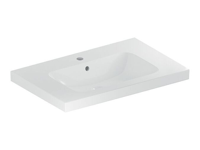 Geberit iCon umyvadlo s odkládací plochou, 75x48 cm, s otvorem pro baterii, s přepadem, KeraTect, bílá