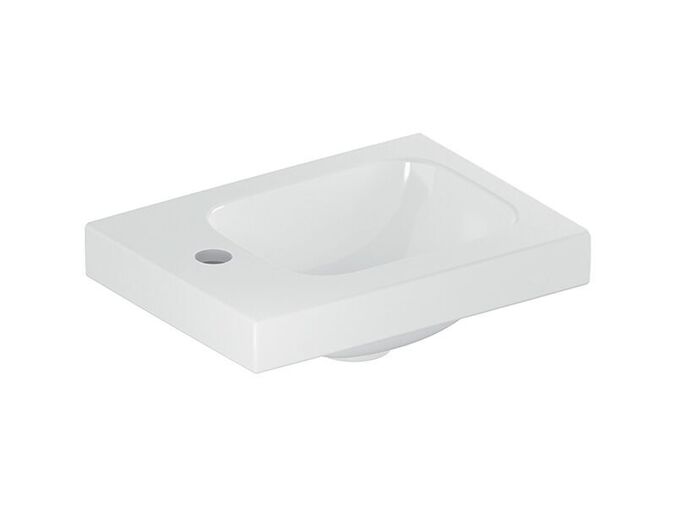 Geberit iCon umývátko, 38x28cm, otvor pro baterii vlevo, bez přepadu, KeraTect, bílá