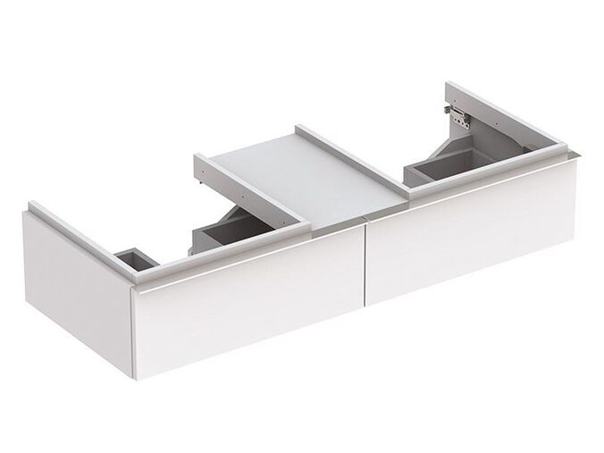Geberit iCon Skříňka pod dvě umyvadla, se dvěma zásuvkami a odkládací plochou 119x47,7x24 cm, lak matný, bílá