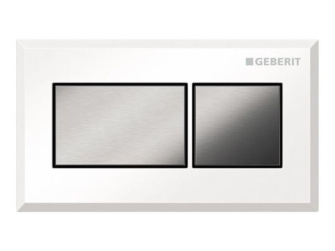 Geberit oddálené ovládání, pneumatické, pro 2 množství splachování, pro splachovací nádržku pod omítku Sigma 8 cm, bílá/chrom kartáčovaný