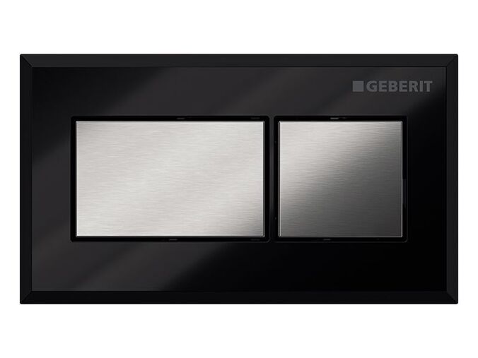Geberit oddálené ovládání, pneumatické, pro 2 množství splachování, pro splachovací nádržku pod omítku Sigma 8 cm, černá/chrom kartáčovaný