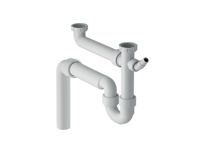 Geberit Odpadní souprava pro dvoudílné dřezy, se svislým vývodem, alpská bílá, 11 x 50 mm