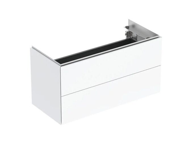 Geberit ONE skříňka pod umyvadlo se dvěma zásuvkami, zkrácené vyložení, 89,5x39,5x46,5 cm, lakovaná s vysokým leskem, bílá