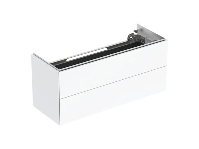 Geberit ONE skříňka pod umyvadlo se dvěma zásuvkami, zkrácené vyložení, 104,5x39,5x46,5 cm, lakovaná s vysokým leskem, bílá