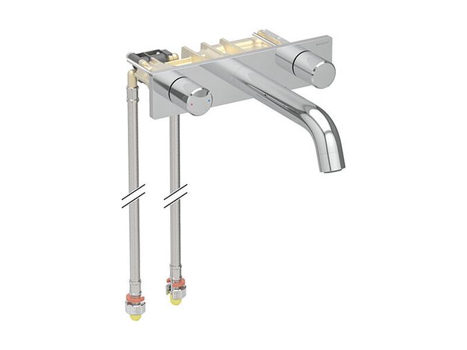 Geberit ONE směšovací umyvadlová baterie, 16,5 cm, hranatý design, 2x páka, pro instalační prvek, chrom lesk