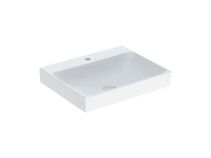 Geberit ONE umyvadlo 60x48 cm, otvor pro baterii uprostřed, bez přepadu, KeraTect, bílá