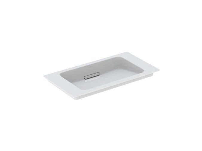 Geberit ONE umyvadlo, 75x40 cm, bez otvoru pro baterii, skrytý přepad, KeraTect, bílá, kryt chrom lesk