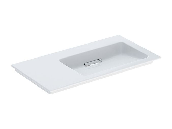 Geberit ONE umyvadlo s krytem, 90x48 cm, odkládací plocha vlevo, bez otvoru pro baterii, bez přepadu, KeraTect, bílá