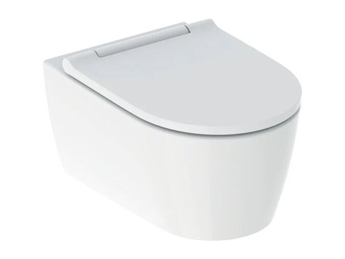 Geberit ONE závěsný klozet 54 cm, vč. sedátka, hluboké splachování, TurboFlush, bílá mat/chrom lesk
