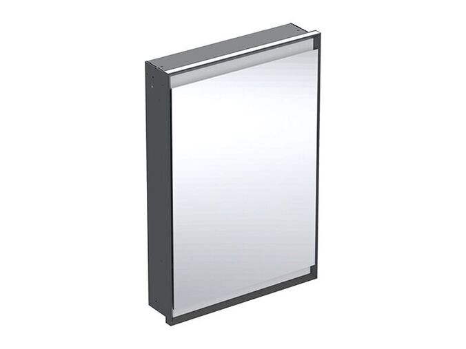 Geberit ONE zrcadlová skříňka pod omítku, ComfortLight, 1x dvířka, závěsy vlevo, 60x90x15 cm, hliník/černá mat