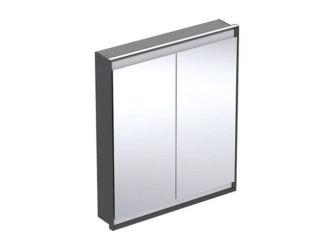 Geberit ONE zrcadlová skříňka pod omítku, ComfortLight, 2x dvířka, 75x90x15 cm, hliník/černá mat