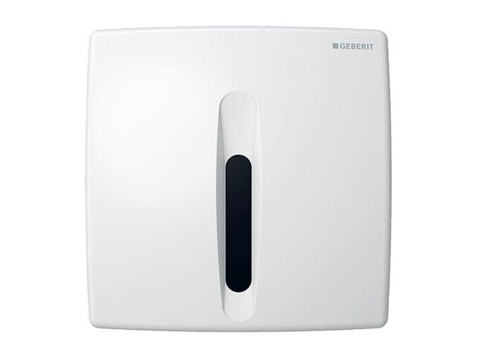 Geberit Basic ovládání splachování pisoáru s elektronickým spuštěním splachování, napájení z baterie, krycí deska plast alpská bílá